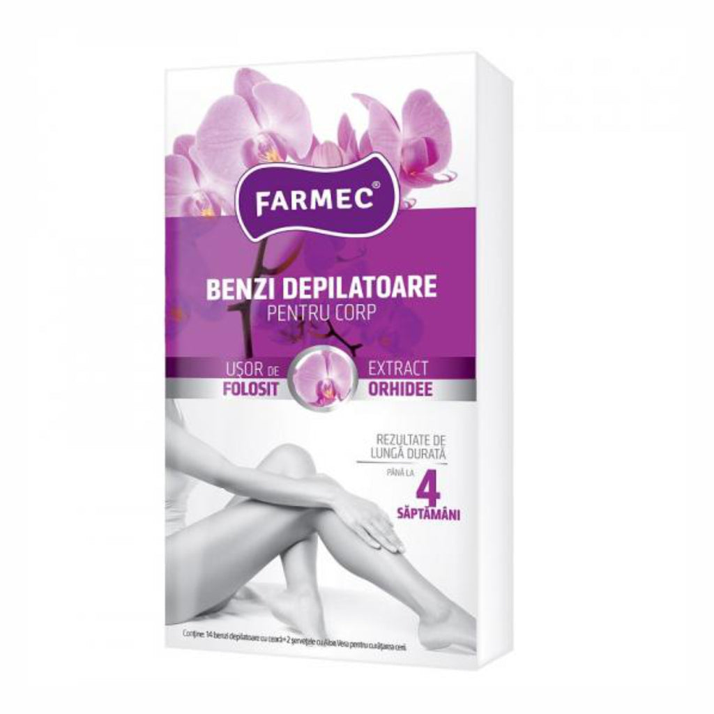 Farmec benzi depilatoare cu extract de orhidee pentru corp x14buc