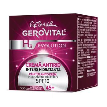 Gerovital H3 Evolution crema antirid concentrata cu acid hialuronic SPF10, 50ml