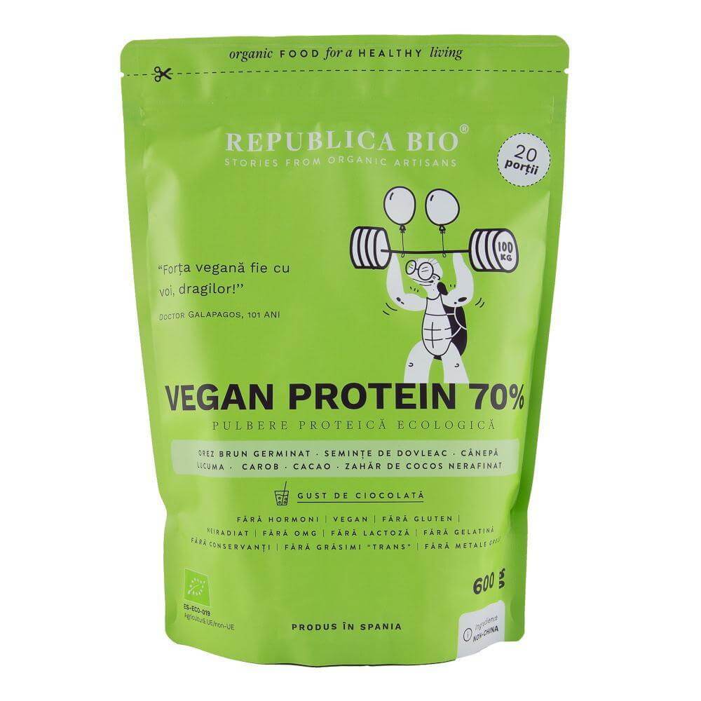 Vegan protein 70% pulbere ecologica pura, 600g