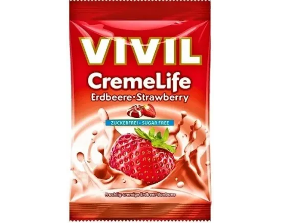 Vivil bomboane Creme Life classic capsuni fara zahar, 60g