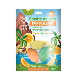 Easycare baby bombe baie efervescente pentru copii, parfum fructe exotice, 3 buc.
