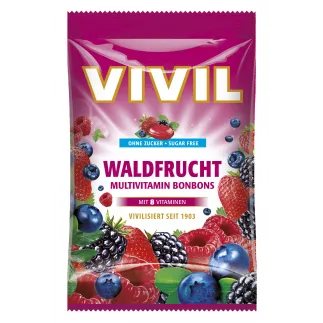 Vivil bomboane multivitamine fructe de padure fara zahar, 60g