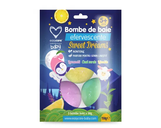 Easycare baby bombe baie efervescente pentru copii sweet dreams, 3 buc.