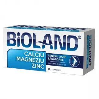 Bioland Calciu + Mg + Zn, 30 comprimate