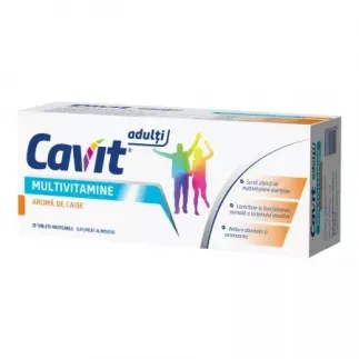 Cavit adulti multivitamine aroma de caise, 20 comprimate masticabile
