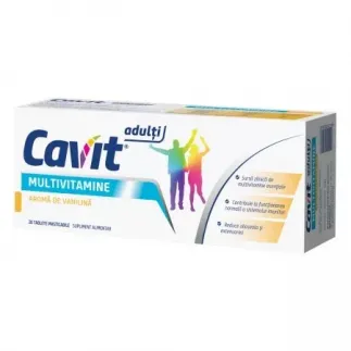 Cavit adulti multivitamine aroma vanilie, 20 comprimate masticabile