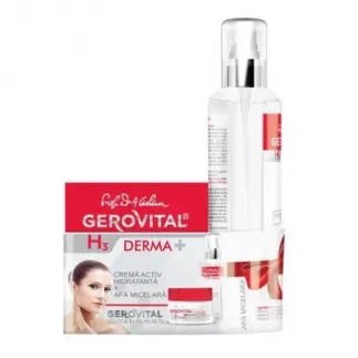 Gerovital H3 Derma+ crema activ hidratanta 24 h, 50 ml (3800) + Gerovital H3 Derma+ apa micelara, 150ml