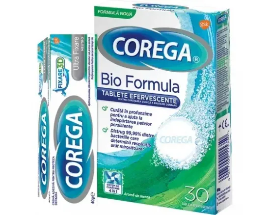 Corega ultra fixare neutro crema adz.x 40g+C.bioform.x 30 tab.eff.-90%din pr.tab.