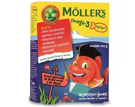 Mollers omega3 lime si capsuni x 36 pestisori gumati