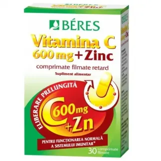 Beres Vitamina C 600mg + Zn, 30 comprimate