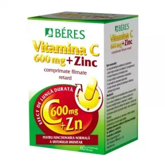 Beres Vitamina C 600mg + Zn, 60 comprimate