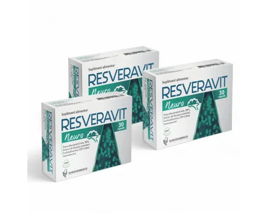 Resveravit neuro fara lactoza x30 cps (pachet 3 cutii)