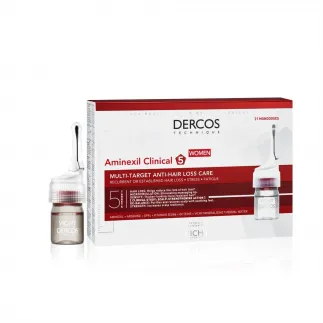 VICHY Dercos Aminexil Clinical 5 Tratament impotriva caderii parului pentru femei, 21x6 ml