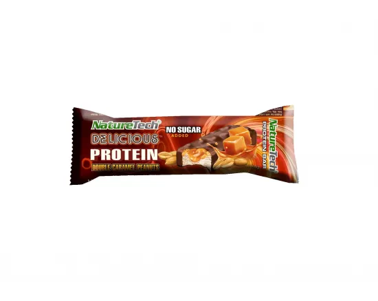 Naturetech baton delicious fara zahar dublu caramel/alune, 60g