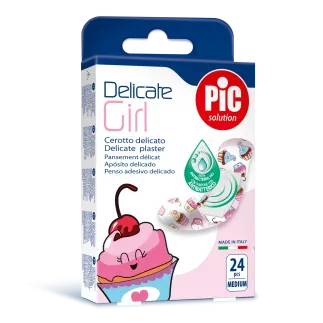 Pic plasturi Delicate Girl piele sensibila pentru copii cu solutie antibacteriana, 24 buc.