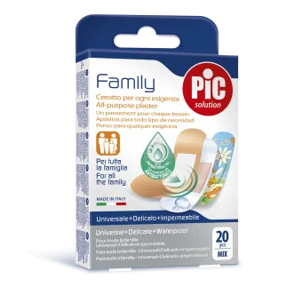 Pic plasturi asortati Family cu solutie antibacteriana, 20 buc.